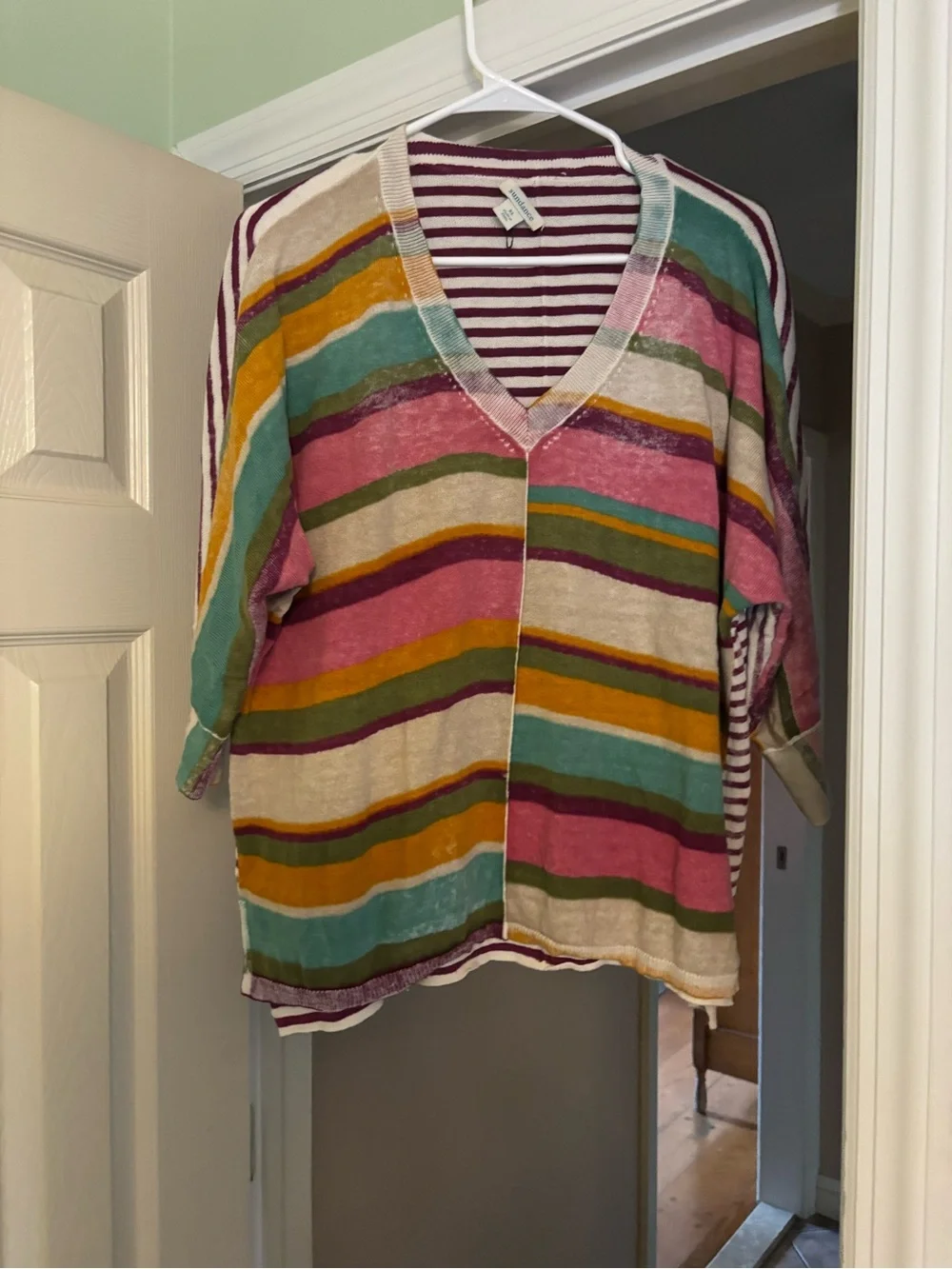 Sundance Multicolor Striped V-Neck Sweater Top